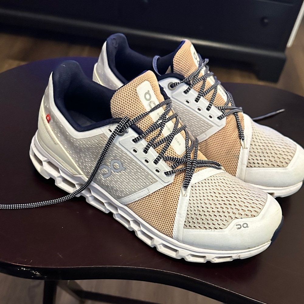 On Running Cloudstratus White and Orange Women's Sneakers